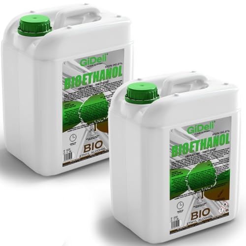GiDeli bioetanolo 2 x 10 l profumo di bosco 96,6% etanolo per caminetti interni ed esterni senza fumo e fuliggine - da mais e barbabietole da zucchero
