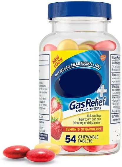 SEDLAV+ Gas Relief, Chewy Bites Chewable Antacid Tablets, Lemon/Strawberry, 54 Count, Sticker,