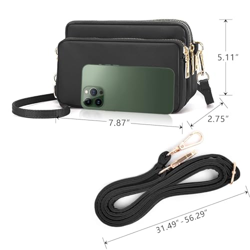 Small Crossbody Bag for Women Lightweight Shoulder Handbag Wallet Purse Ladies Nylon Cell Phone Bags With Zip3