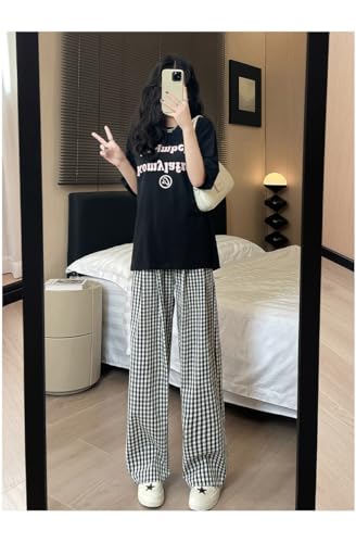 Women's Y2K Grunge Pants Plaid High Waist Loose Gingham Trousers Wide Leg Casual Acubi Bottoms Kawaii Aesthetic Clothing2