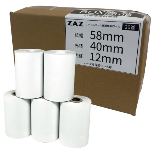 Amazon.co.jp: ZAZ レジロール 感熱紙 58mm幅×40mm外径×12mm内径 5巻入