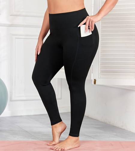 Plus Size Butt Lifting Leggings with Pockets for Women, L-5XL Yoga Pants Tummy Control, High Waist Workout Leggings3