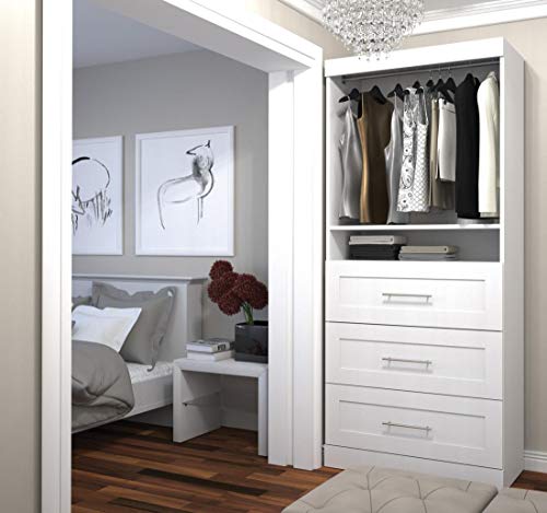 Bestar Pur Shelving Unit With 3 Drawers In White, 36W #TOP1