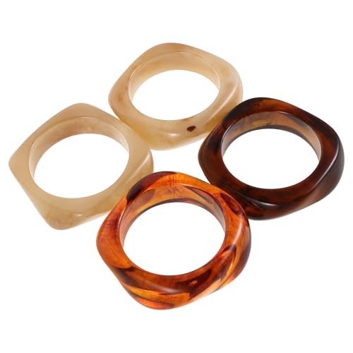Bracelets acrylique pour femmes : lot de 4 joncs larges géométriques