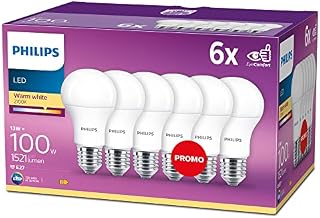 Philips Żarówka Led, E27 13 W = 100 W 2700 K, Ciepła Biel, 6 Sztuk