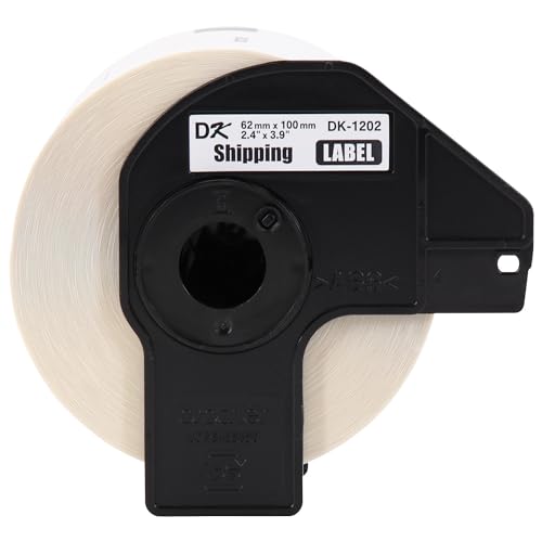 Image of Brother Genuine DK-12023PK Die-Cut Shipping Paper Labels, Long Lasting Reliability, 300 Labels Per Roll, (3) Rolls per Box, White (DK12023PK)