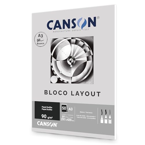 Bloco Técnico A3 90g/m², Canson, 66667034, Layout, 50 Folhas