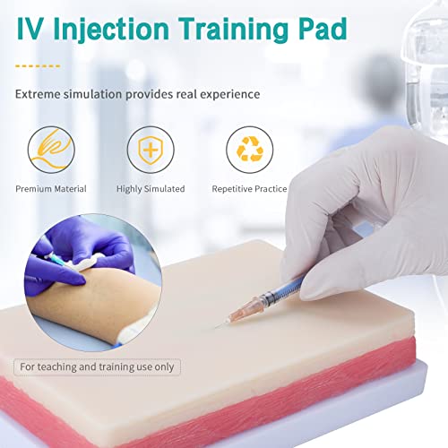 Image of Venipuncture IV Injection Training Pad - IV Practice Pad with 4 Veins Imbedded for Nusrsing Injection Training - 3 Layers Simulation Skin Nursing Injection Practice Pad for Medical Education