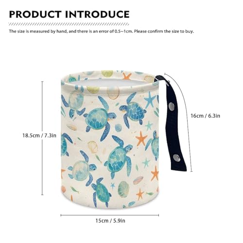 Image of Shell Sea Turtle Mini Car Trash Bin with Adjustable Buttons Car Garbage Can Multipurpose Cars Storage Bag Collapsible Reusable
