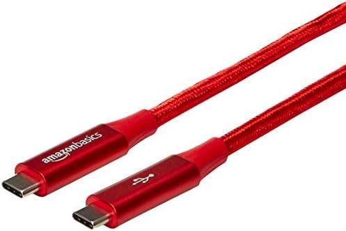 Amazon Basics Double Braided Nylon USB-C to USB-C 3.1 Gen 2 (10Gbps) Fast Charging Cable, 3A - 3-Foot, Red