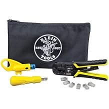 أدوات كلاين VDV026-212 طقم تركيب Coax مع أداة Crimp ، قاطع الكابلات ، Stripper و F موصلات مع حقيبة تخزين