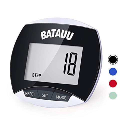 BATAUU Best Pedometer, Simply Operation Walking Running Pedometer with Calories Burned and Steps Counting (Black)