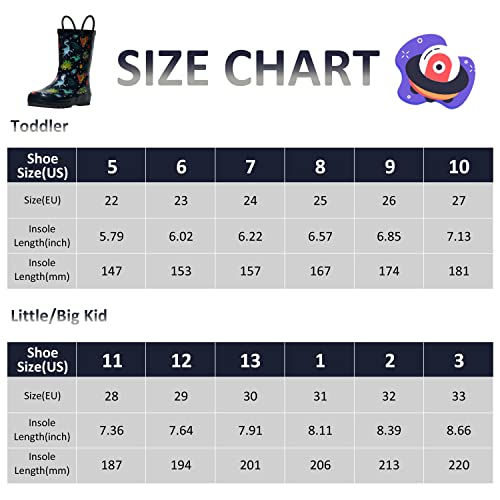 Landchief Toddler Rain Boots, Kids Rain Boots Waterproof Rubber Boots For Girls And Boys With Fun Patterns And Easy-On Handles, Size 9, Space Dino #TOP5