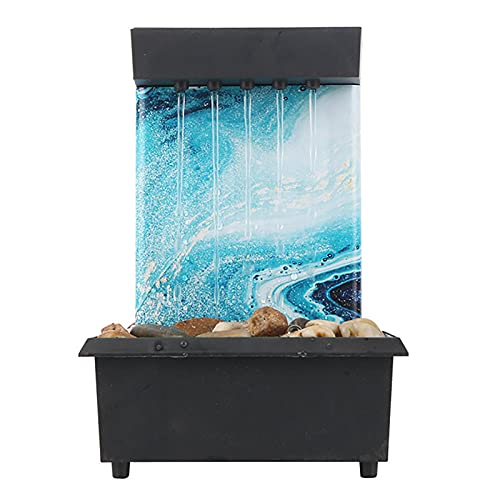 Voiakiu mesa | Fuente decorativa mesa, mesa con piedras río, fuente cascada con luz LED para interiores, juego agua relajante