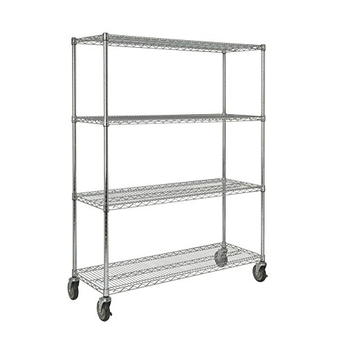 Rubbermaid Commercial Prosave Ingredient Mobile Bin Shelf Rack, Chrome, for Kitchen/Home/Restaurant Organization