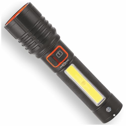 Image of Pick Ur Needs Rechargeable 100W Aluminium Body Home Emergency Mini Search Torch Light Zoomable with 3 Mode + Side COB with 2 Mode 1200mAH Battery