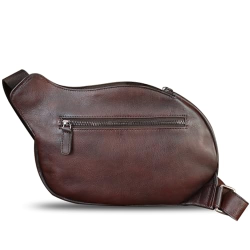 Image of IVTG Genuine Leather Sling Bag for Women Vintage Real Leather Sling Backpack Fashion Shoulder Crossbody Bags Chest Bags (Coffee)