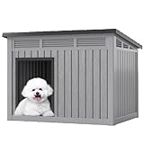Fancyango Dog House for Indoor & Outdoor Use - Weatherproof Roof & Removable Floor, Fits Small to Medium Dogs (32.1' L x 25.1' W x 24' H) - Grey