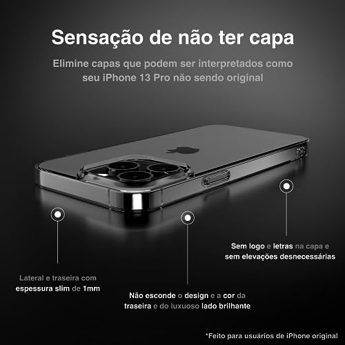 Dechutz Capa D7 Clássico Slim Fit, Nunca amarela - para iPhone 13 Pro (Transparente)