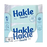 Hakle Feucht Pur im 12er-Pack, 504 Tücher (12 x 42 Blatt), pflegendes feuchtes Toilettenpapier, feuchte Tücher mit 99% Wasser, schnell wasserlösliche Feuchttücher