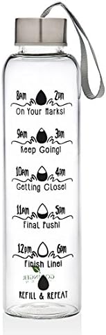 Godinger Motivational Workout Glass Bottle - 20 oz - Stay Hydrated and Inspired During Your Fitness Journey - Perfect for Gym, Yoga, Running, and More