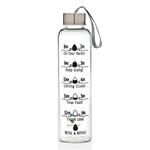 Godinger Motivational Workout Glass Bottle - 20 oz - Stay Hydrated and Inspired During Your Fitness Journey - Perfect for Gym, Yoga, Running, and More