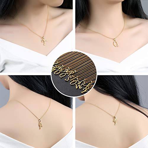 Youfeng Initial Alphabet Pendant Necklace 18K Gold Plated A-Z Letter Cubic Zirconia Personalized Necklaces Gift For Women Fashion Jewelry (T) #TOP5