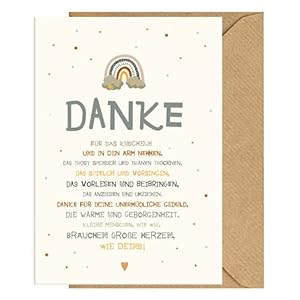 KOKO&LORA® Dankeskarte für Erzieher, Erzieherin mit Kraftpapier-Briefumschlag – Grußkarte mit Naturkuvert (Blau)