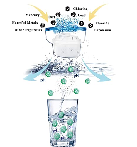 Hskyhan Alkaline Water Filter - 2022 Replacement Pitcher Water Filters, Improve Ph Cartridge, 7 Stage Filtration System To Purify, Reduces Lead, Fluoride, Chlorine And More, 2 Pack #TOP2