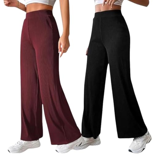 Image of GRECIILOOKS Women's Parachute Cargo Pants - High Waist Flared Korean Trousers| Trendy Casual Wear for Daily & Travel Use (Available in Plus Size)