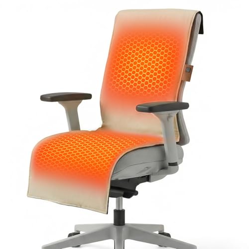 SAVIOR HEAT Heated Stadium Seat for Bleachers with Back Support 3 Heat Levels 10,000mAh Portable Heated Seat Cushion Chair Warmer with Battery Pack for Back Waist Hip Thigh Home Office Campi