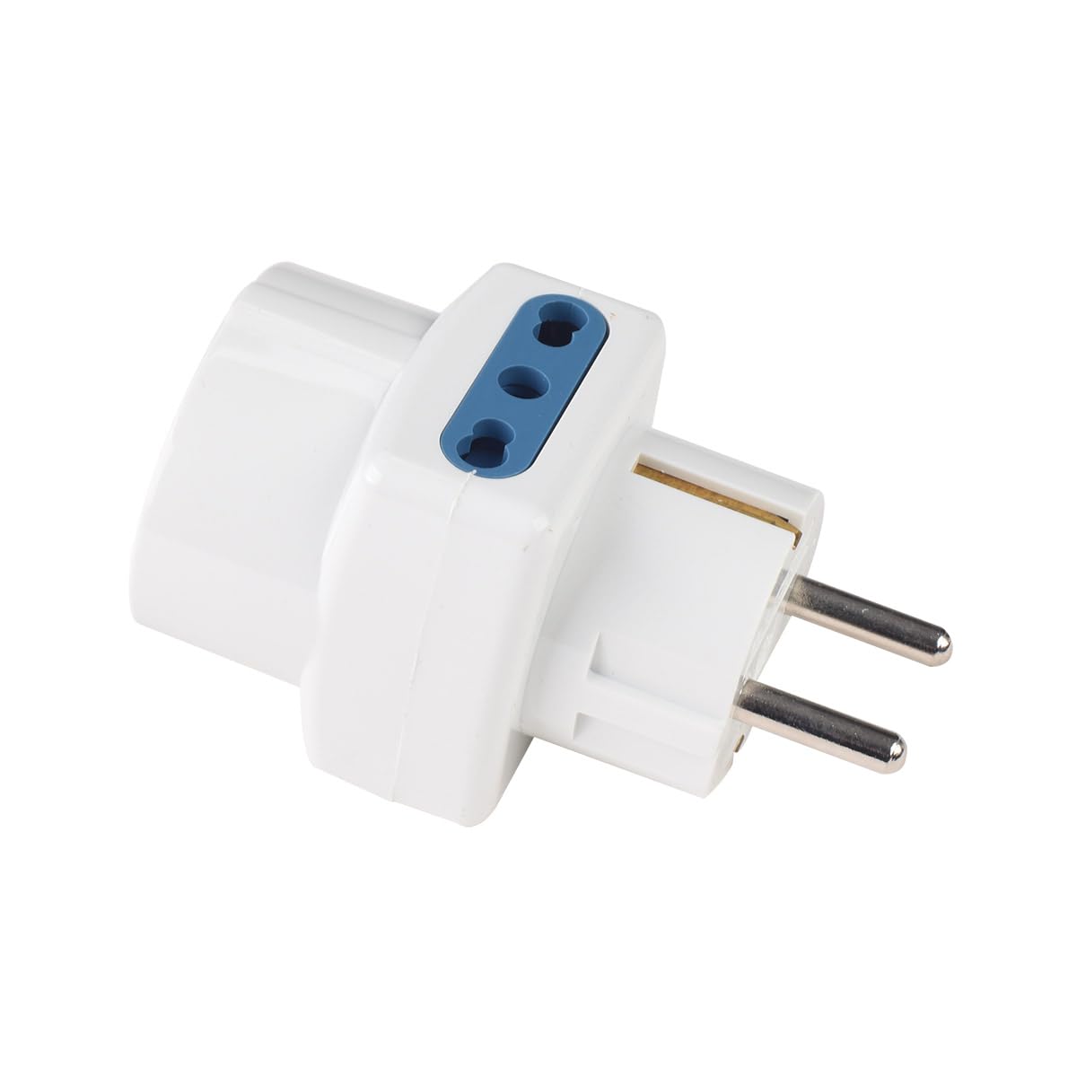 Adattatore Multiprese da Viaggio 2 Prese Bipasso 10A/16A + 1 Universale Spina Elettrica Franco/Tedesca 16A 2P+T Schuko