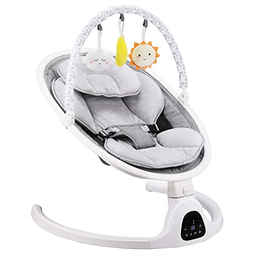 Image of Baby Swing, Newborn Essentials Baby Must Haves Bouncer with Mat & Pillow for Infants 0-12 Months, 5 Speeds, Remote/Touch Control, Indoor & Outdoor Use