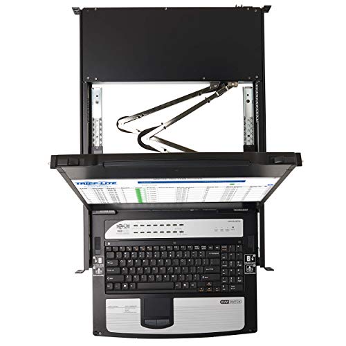 Image of Tripp Lite, 8-Port, NetDirector, DisplayPort, KVM, Switch, Console w / 17 in. LCD, Dual Rail, 1U Rack-Mount (B030-DP08-17D)