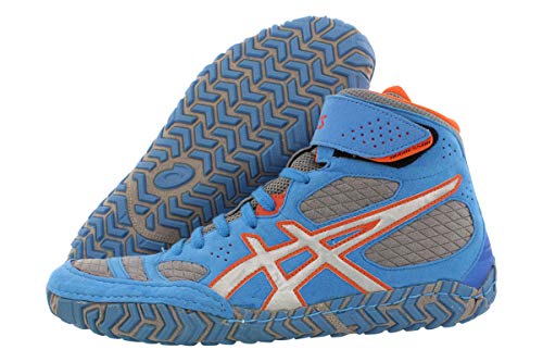 Asics Men's Aggressor 2 Wrestling Shoe,Dusty Blue/Silver/Red Orange,8 M US