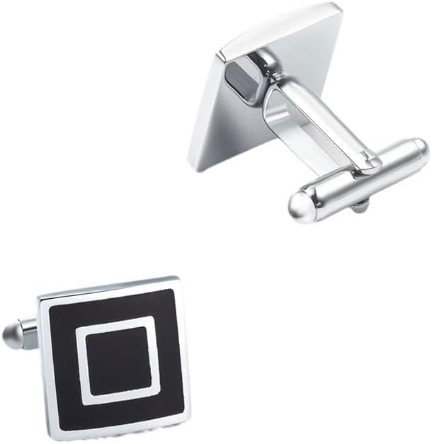 Electroplated Silver Square Enamel Metal Cufflinks VintageCuff Nails