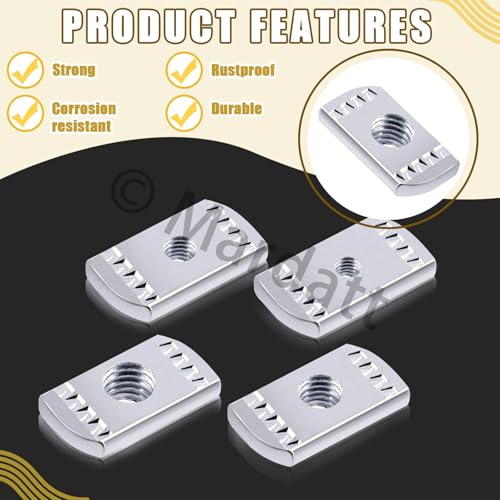 Mardatt 40 Stück Strebenkanal-Muttern, M6 M8 M10 M12 ohne Federmuttern, verstärkte verzinkte Strebenmuttern ohne Federmuttern zur Verwendung an Kanalstreben
