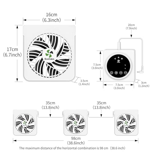ecoCalm Radiator Fan with Magnets for Cast Iron Radiators, Magnetic Heater Fans with Intelligent Thermostat, Heating Booster Increases Heating Efficiency and Saves Heating Costs