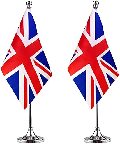 ZXvZYT 2 Pack United Kingdom flag British Table Flag Small Mini U...