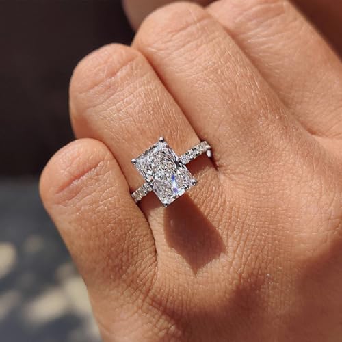 Moissanite Engagement Promise Rings 1CT-3CT 18K White Gold Plated 925 Sterling Silver D Color VVS1 Clarity Wedding Rings Gift for Women GRA Certified3