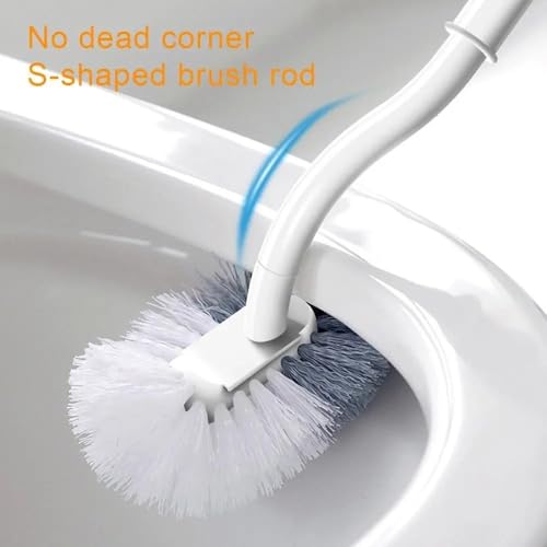 Brosse WC gris avec support mural sans perçage et long manche ergonomique