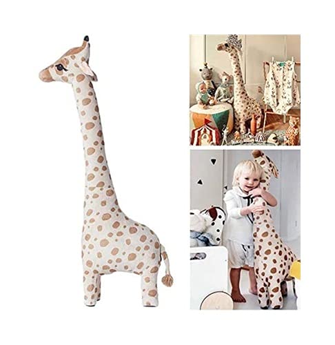 LIXSLT Almofada de pelúcia de girafa de 67 cm, boneca confortável de algodão com desenho animado de