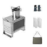【Calefacción eficiente】Diseñada para una máxima producción térmica, esta estufa de leña para acampar proporciona calor rápido y uniforme para mantener su tienda de campaña, cabaña o campamento cómodo en climas fríos.