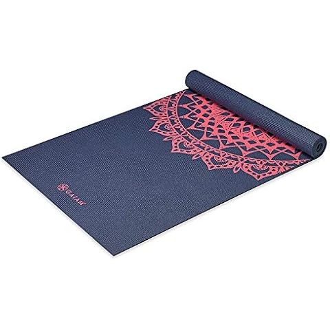 Gaiam Yoga Mat Classic Print Non Slip Exercise & Fitness Mat for All Types of Yoga, Pilates & Floor Workouts, Pink Marrakesh, 4mm, 68"L x 24"W x 4mm Thick Cover