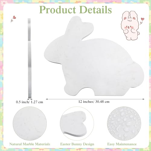 Tabla de Cortar de Mármol con Forma de Conejo de Pascua para Quesos y Aperitivos, 30,5 x 24,5 cm, Diseño Festivo para Cocina y Regalos miniatura 2