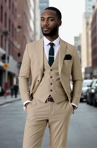 Men's Suits Slim Fit 3 Piece, Formal Suits for Men Business Wedding Prom Mens Tuxedo Suit Set Blazer Vest Pant3