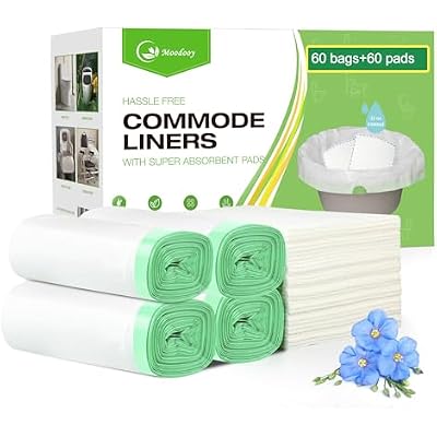 Commode Liners for Commode Liners with Absorbent Pads,60 Bedside Commode Liners,Portable Toilet Liners Potty Chair Liners Fit All Commode Bucket (120 Count (Pack of 1))