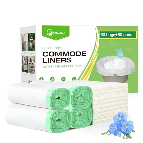 Commode Liners for Commode Liners with Absorbent Pads,60 Bedside Commode Liners,Portable Toilet Liners Potty Chair Liners Fit All Commode Bucket (120 Count (Pack of 1))