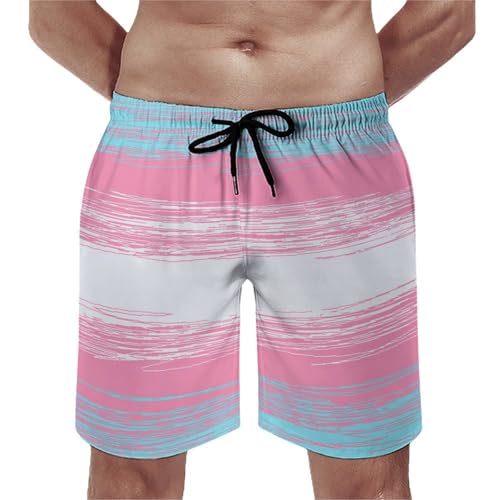 Transgender Flag Men's Swim Trunks Quick Dry Beach Shorts with Mesh Lining Pockets - Main Image