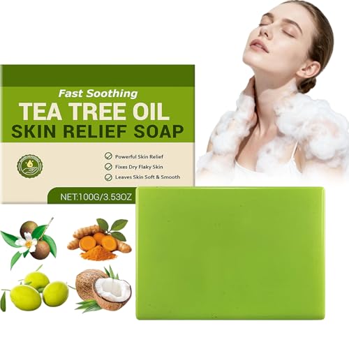 Barra de jabón de aceite de árbol de té, con aceite de coco y turmeric, jabón natural para pies y cuerpo para pieles saludables, limpiadores faciales y corporales o jabones limpiadores de hierbas